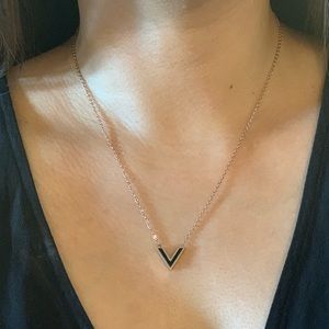 Modern Reversible Gold and Black V Necklace